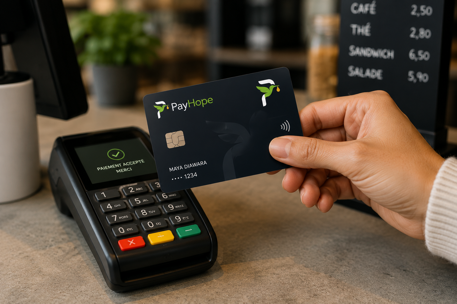 Paiement sans contact avec la carte PayHope en boutique
